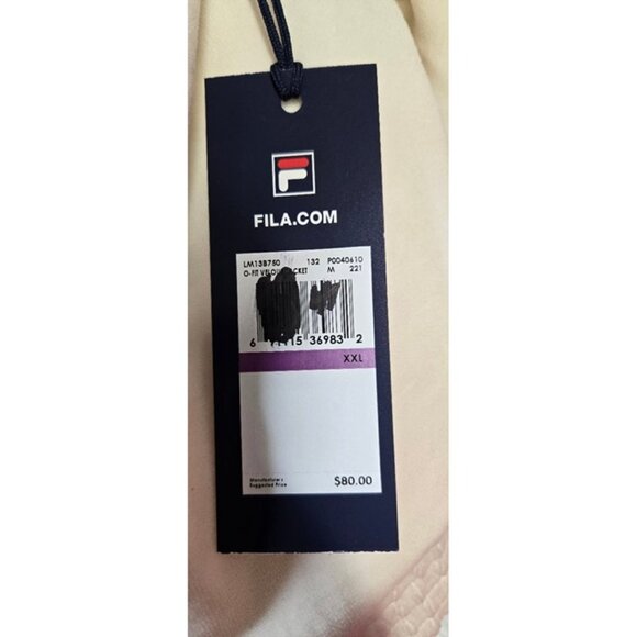Fila Creamy White Velour Track Jacket – Retro Sporty Style, 2X, Ribbed Cuffs NWT - Picture 12 of 12